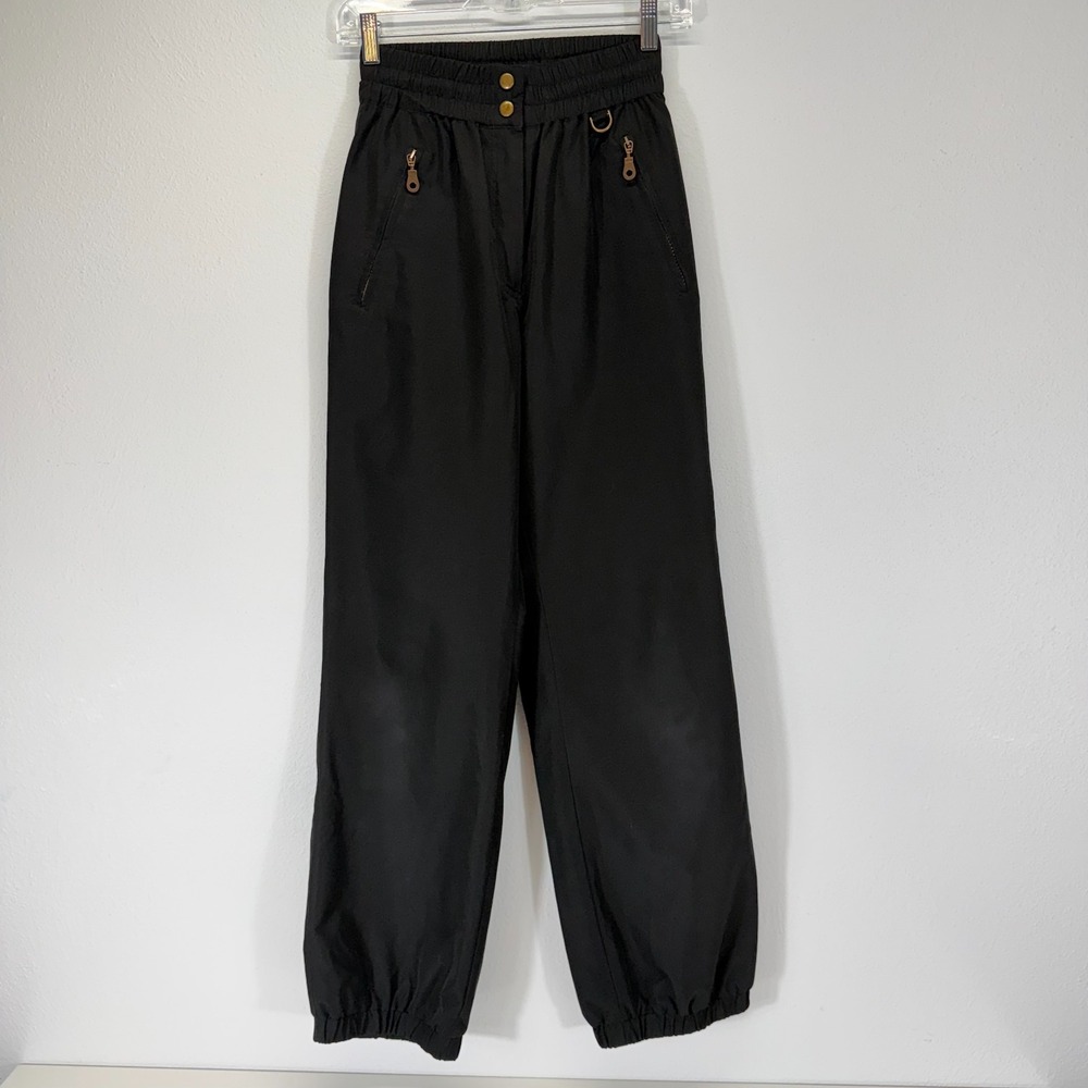 Fera Internationale Vintage Womens High Waisted Black Jogger Ski Pants Size 8